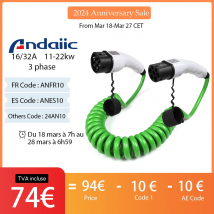 22KW 11KW Tipo 2 Cavo Spiralkabel per ricarica stradale Cavo a spirale Cavo lungo 5 metri 9 metri Veicolo per auto elettrica verde