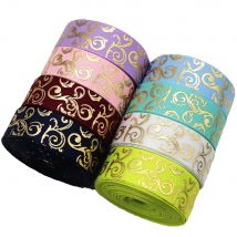 10 Yards 22MM Gold Glittering Foil Ribbon DIY Handmade Hair Bows Material Gift Packaging Grosgrain Ribbons