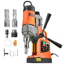 VEVOR Magnetbohrmaschine Kernbohrmaschine 40 mm Bohrdurchmesser, 12500 N tragbare elektrische Magnetbohrmaschine mit 2 Kernbohrern, variabler Geschwindigkeit, Bohrmaschine für Metalloberflächen