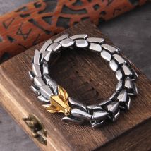 Viking Ouroboros Vintage Punk-Armband für Männer, Edelstahl, Modeschmuck, Nilpferd, Straßenkultur