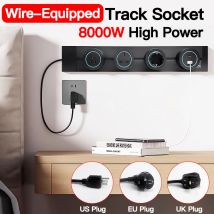 Toma de corriente de pared para oficina, enchufes eléctricos de pared estándar para EE. UU., UE y Reino Unido, adaptadores de enchufes de 40cm y 50cm, puertos USB tipo c grises y negros