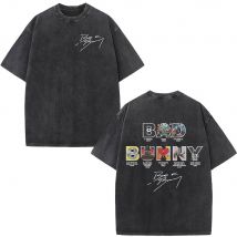 Camiseta con estampado de portada del álbum del rapero Bad Bunny, camiseta Vintage lavada Debi Tirar Mas Fotos DTMF, camisetas de gran tamaño de Hip Hop para hombres y mujeres