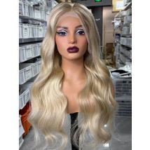 Millionaire Queen 180% Lace Human Hair Wig Ash Blonde 13x6 Christmas Creamy Blonde Body Wave Wig 100% Human Hair Remy Wigs