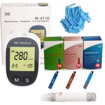 Misuratore medico multifunzione 3 in1 Kit per test di colesterolo, acido urico e glicemia per diabete e gotta con 60 strisce reattive lancette