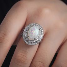 Klassische silberne Farbe romantische cz große ovale Harz ringe für Frauen Ehering Ringe Jubiläums geschenke Modeschmuck