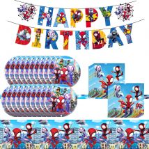 Spidey And His Amazing Friends Forniture per feste di compleanno, banner, piatti, tovaglioli e tovaglie per decorazioni per feste