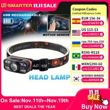 6 Lighting Modes USB Rechargeable LED Headlamp Portable Light with Built in Battery Fishing Head Torch Outdoor Camping Lantern