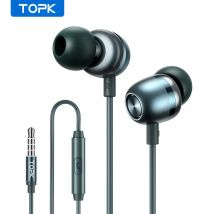 TOPK Cuffie cablate da 3,5 mm Cuffie intrauricolari Auricolari cablati con microfono Auricolari