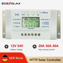 ECGSOLAX MPPT PWM 20A 40A Regolatore di carica solare 12V 24V Caricabatteria solare Doppio timer Regolatore automatico del pannello solare
