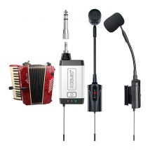 Acemic Q2/AT-5 Wireless Accordion Microphone System, UHF for Button or Piano Accordion Recording Accordionist Stage Performance