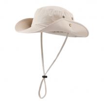 Connectyle Herren- und Damen-Sonnenhut mit breiter Krempe, verstellbar, atmungsaktiv, Baumwolle, Safari-Hut mit Riemen, UV-Schutz, Outdoor-Kappen
