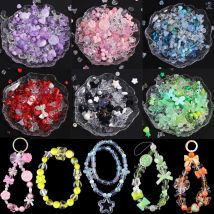 Verschiedene Farben Acrylperlen Zufälliger Stil Blume Schmetterling Herzperlen für DIY Handyketten Armbänder Schmuckherstellung 100g