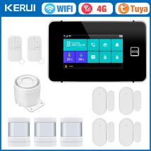 KERUI G64B 4G WIFI Alarm System 4,3-zoll Touch Screen Panel Sicherheit Alarm mit Temperatur Feuchtigkeit Display Tuya Smart für Hause