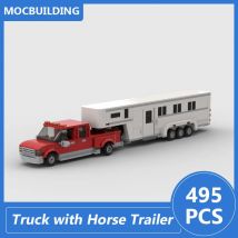 LKW mit Pferde anhänger Modell Moc Bausteine DIY montieren Ziegel pädagogische kreative Transport Spielzeug Weihnachts geschenke 495pcs