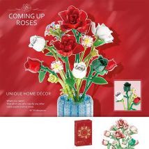1016PCS Bouquet di rose Building Blocks Vaso di fiori eterni Modello Decorazione della casa Giocattolo educativo fai da te Regalo per adulti Ragazze Romanti
