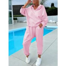 Frauen Hoodie Hosen zweiteilige Sets Trainings anzug Herbst Winter Mode lässig einfarbig mit langen Ärmeln Harems hose zweiteiliges Set