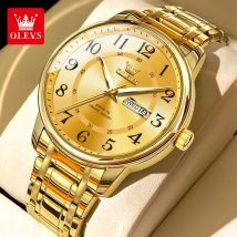 Olevs neue Mode Herren uhren Dual Kalender Display leuchtende Edelstahl klassische Business Quarz Armbanduhr für Herren