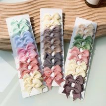 10 Teile/satz Einfarbig Kinder Bögen Haar Clips für Baby Mädchen Handgemachte Band Bowknot Haarnadel MiNi Barrettes Haar Zubehör