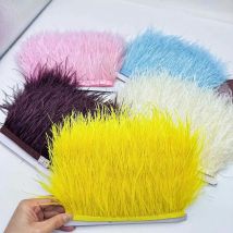 Adornos de plumas de avestruz naturales, 10M/393 pulgadas, 8-10cm, para costura y artesanía, cinta de pluma, decoración de falda con flecos