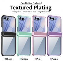 Überzug Scharnier Transparente Telefon Fall Für Samsung Galaxy Z Flip 7 6 5 4 3 5G Mit gehärtetem Glas Schutz Film Fall für Flip7