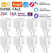 Tuya WiFi inteligente/Zigbee enchufe UE 16A/20A con función de temporizador de monitoreo de energía Control de voz Alexa Google Home Alice