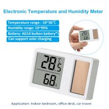 -10~50 ℃   Misuratore di temperatura e umidità digitale elettronico solare Termometro Rilevatore di temperatura 10~95% RH per ufficio interno