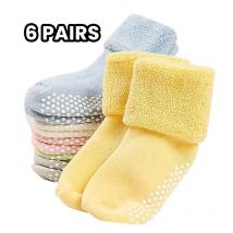6 pairs  thick anti-slip baby socks, toddler walking socks, warm and thick, suitable for children's daily wear