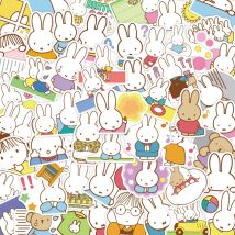 50PCS Kawaii Miffy Stickers Cute Cartoon Rabbit Girl Pocket Decoration Stickers Phone Case Ipad Notebook Waterproof Stickers Toy