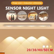 3-in-1-Unterschrankbeleuchtung, kabellose Lampe mit Bewegungsmelder, Nachtlichter für Küche, Schlafzimmer, Kleiderschrank, Schreibtisch, 20/30/40/50 cm