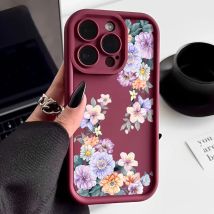 Pfingstrose Blumen Silikon Handyhülle für iPhone 16 Plus Hülle iPhone 15 Pro 11 12 14 13 16 Pro Max Weiche TPU stoßfeste Rückseite