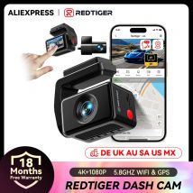 REDTIGER A4 4k Dash Cam Registratore di guida anteriore e posteriore GPS e 5G WiFi Touch Screen Visione notturna Modalità parcheggio 24 ore Controllo vocale