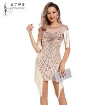 2024 Neuankömmling RTS Pailletten Retro Kleines MOQ Kleid Gesticktes Kleid Ballkleid für Frauen