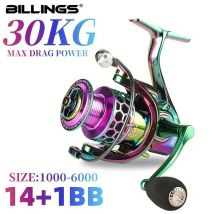 BILLINGS Serie SK 1000-6000, rapporto di trasmissione 5.0:1/4.7:1, resistenza massima 22 libbre, bilanciere in metallo CNC, mulinello da pesca spinning, per acqua dolce salata
