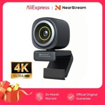 Nearstream 4K Webcam HDR 1080P@60FPS Microfono con cancellazione del rumore 45 ° -95 ° Inquadratura AI con messa a fuoco automatica FOV regolabile per fotocamera Web Cam per PC