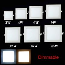 LED-Downlight, dimmbar, 3 W, 4 W, 6 W, 9 W, 12 W, 15 W, 25 W, quadratisches LED-Spotlicht, AC110 V/220 V, Deckenleuchte, Innen-Einbau-Downlight