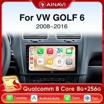 Ainavi Car Radio For Volkswagen VW Golf 6 MK6 GTI 2008-2016 Wireless Carplay Android Auto Radio Car Multimedia 4G DSP 48EQ 2 Din