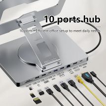 Supporto per iPad in alluminio Blueendless 10 in 1 docking C hub 4K 60Hz Tipo C Adattatore USB3.0 5Gbps 100W Caricatore PD per desktop portatile