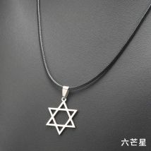 Stainless Steel Six-pointed Star Necklace Jesus Cross Men Choker Skull Pendants Gear Women Jewelry Gift