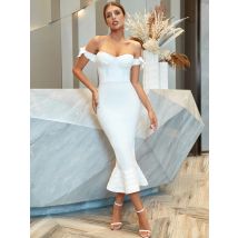 Elegante sexy Verbandkleider, schulterfrei, figurbetontes Kleid, Abendkleider, lang, luxuriös, für Nacht, Party, Club, Cocktail, Damen, Club