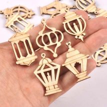 25pcs 2.5x4cm Wood Ramadan Decoration Eid Banner Mubarak Craft Lantern for Hanging Ornament Pendant Islam Muslim Party CP3420
