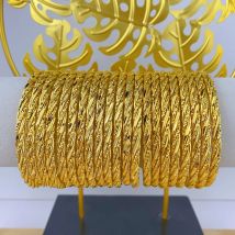 Dubai 24K Gold Farbe Verzogen Armreif Für Frauen Luxus Afrikanischen Schmuck Armbänder Brasilianische Indische Hochzeit Armbänder Geschenke 62mm