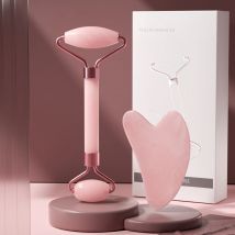 2-teiliges Schabebrett-Set Jade Roller Hautpflege-Set Gesicht Öl Gesicht Anti-Aging-Radset Gesichtsroller Körper Schaber Hals Gesichtswerkzeug
