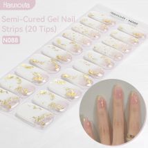 Harunouta Goldfolie Halbgehärtete Gel-Nagelaufkleber, selbstklebend, wasserdicht, langlebig, vollständige Abdeckung, Gel-Nagelaufkleber, UV-Lampe erforderlich
