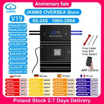 JKBMS V19 Versione Smart BMS 8S-24S BT RS485 Heat CAN 0.6A ~ 2A 20V-100V 100A ~ 200A Bilanciatore attivo per batteria LiFePo4 Li-ion Lto