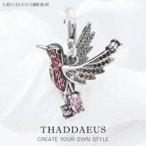 Charm Hummingbird Summer Lucky Solid 925 Sterling Silver Pendant Women Gift