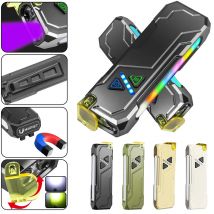 Torcia portatile in alluminio RGB che cambia colore con retro magnetico Batteria incorporata Luce multicolore Strumento di emergenza per esterni