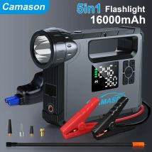 Torcia da campeggio Camason Lampada ricaricabile Tenda da campeggio Compressore d'aria Pneumatico per auto Pompa d'aria con Jump Starter Lanterna Torcia