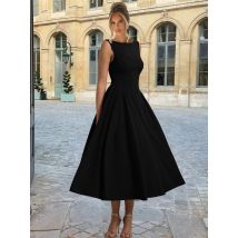 Dulzura 2025 Summer Solid Sexy O-Neck Sleeveless Loose Long Dress Women Fashion Elegant Clothes Evening Party Club Street Outfit