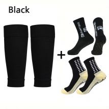 3-teiliges Set rutschfeste Fußballsocken und Knieschützer, Wadenärmel, für Herren und Damen, Outdoor-Sportsocken, atmungsaktive Basketball-Fußballsocken