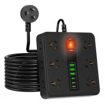 18-in-1-PowerBoard mit USB-C, 12 breiten Steckdosen, 3 USB-A und 3 Typ-C, 2 Meter langes Verlängerungskabel, Steckdosenverlängerung